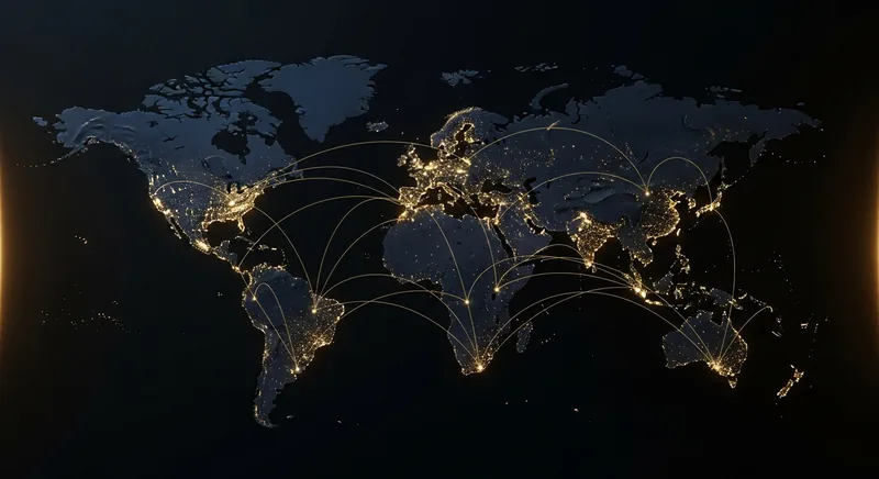 Muted world map marking the regions where the platform accepts clients and operates support desks